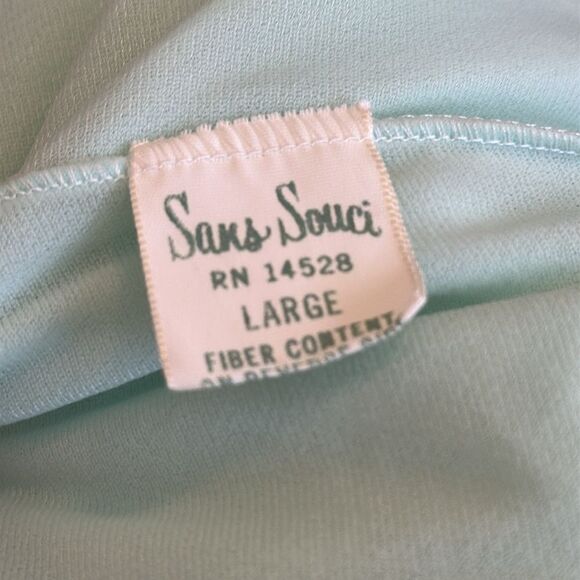 Vintage 60‎ Sans Souci Aqua/mint green semi sheer nylon robe - Picture 8 of 10